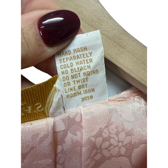 VICTORIA'S SECRET Vintage 90s Gold Label Long Satin Robe Belted Peach Lace M/L - Picture 11 of 14